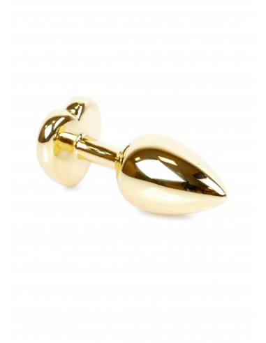 Mały Stalowy Korek Analny z Fioletowym Serduszkiem Exclusivity - Srebrny lub Złoty - Korki analne stalowe - 12