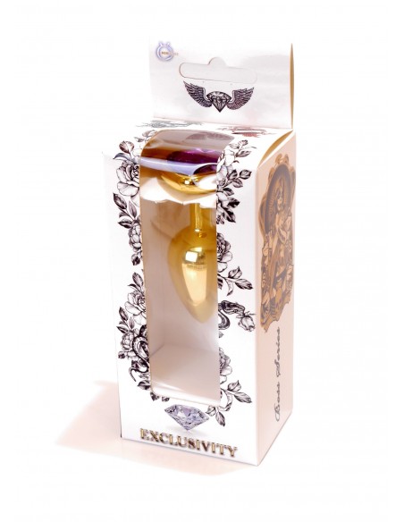 Mały Stalowy Korek Analny z Fioletowym Serduszkiem Exclusivity - Srebrny lub Złoty - Korki analne stalowe - 17