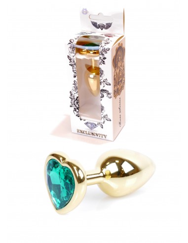 Mały Stalowy Korek Analny z Zielonym Serduszkiem Exclusivity - Srebrny lub Złoty - Korki analne stalowe - 10