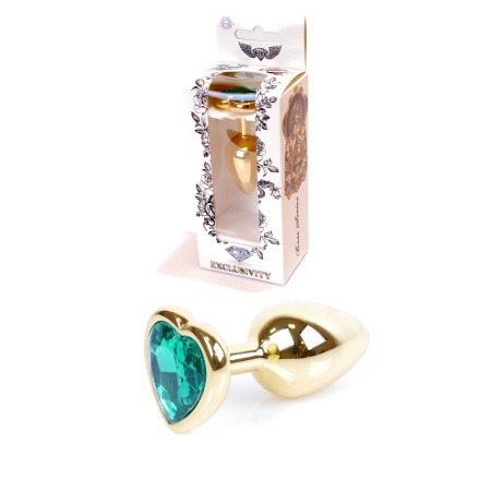 Biżuteria analna Silver Heart PLUG Green - stal nierdzewna, anatomiczny kształt, wąska szyjka, dł. całk. 7 cm, śr. 2,7 cm - 10
