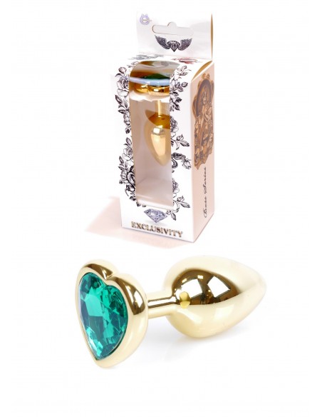 Mały Stalowy Korek Analny z Zielonym Serduszkiem Exclusivity - Srebrny lub Złoty - Korki analne stalowe - 10