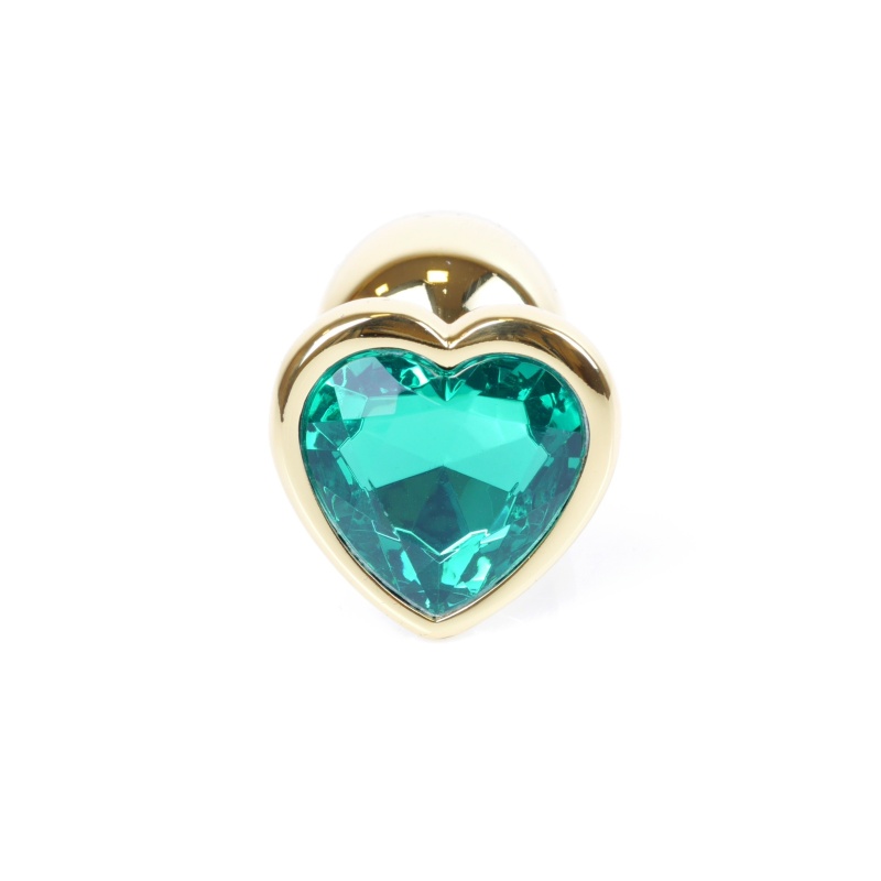 Biżuteria analna Silver Heart PLUG Green - stal nierdzewna, anatomiczny kształt, wąska szyjka, dł. całk. 7 cm, śr. 2,7 cm - 11
