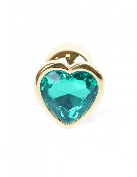 Mały Stalowy Korek Analny z Zielonym Serduszkiem Exclusivity - Srebrny lub Złoty - Korki analne stalowe - 11