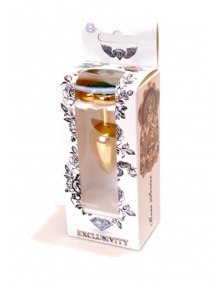 Mały Stalowy Korek Analny z Zielonym Serduszkiem Exclusivity - Srebrny lub Złoty - Korki analne stalowe - 17