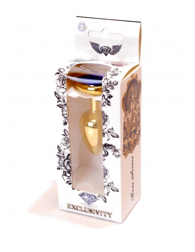 Mały Stalowy Korek Analny z Granatowym Serduszkiem Exclusivity - Srebrny lub Złoty - Korki analne stalowe - 17