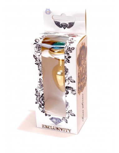 Mały Stalowy Korek Analny z Turkusowym Serduszkiem Exclusivity - Srebrny lub Złoty - Korki analne stalowe - 17