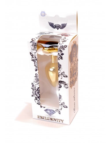 Mały Stalowy Korek Analny z Czarnym Serduszkiem Exclusivity - Srebrny lub Złoty - Korki analne stalowe - 17