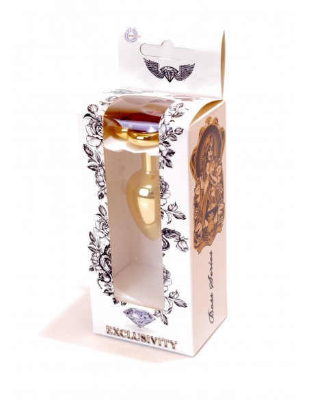 Mały Stalowy Korek Analny z Czerwonym Serduszkiem Exclusivity - Srebrny lub Złoty - Korki analne stalowe - 17