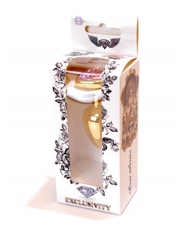 Mały Stalowy Korek Analny z Jasno-Różowym Serduszkiem Exclusivity - Srebrny lub Złoty - Korki analne stalowe - 17