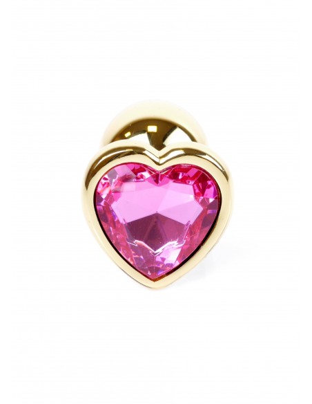 Mały Stalowy Korek Analny z Różowym Serduszkiem Exclusivity - Srebrny lub Złoty - Korki analne stalowe - 11