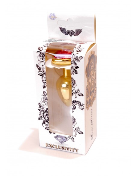 Mały Stalowy Korek Analny z Różowym Serduszkiem Exclusivity - Srebrny lub Złoty - Korki analne stalowe - 17