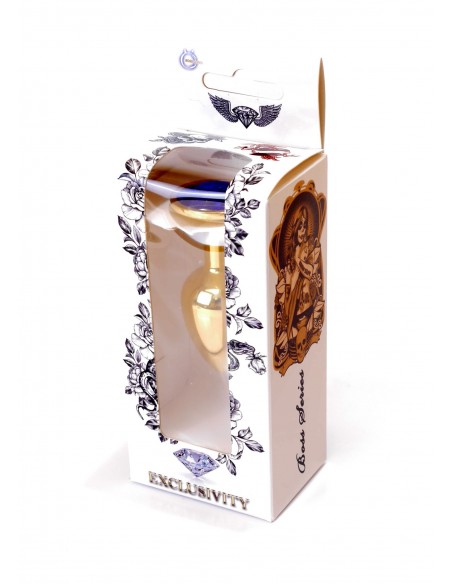 Stalowy Korek Analny Dla Początkujących z Granatowym Diamentem - Korki analne stalowe - 17