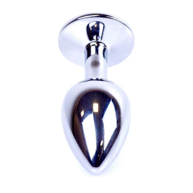 Biżuteria analna Dark Silver PLUG - korek analny ze stali nierdzewnej z niebieskim kamieniem i szeroką podstawą, długość 7 cm, ś - 23
