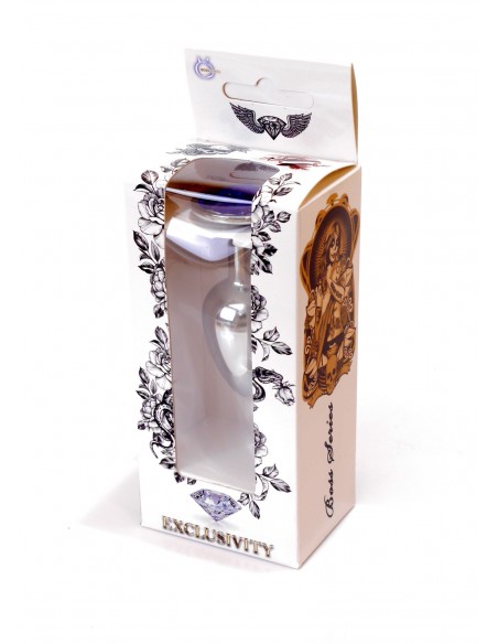 Stalowy Korek Analny Dla Początkujących z Granatowym Diamentem - Korki analne stalowe - 26