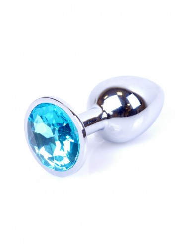 Stalowy Korek Analny Dla Początkujących z Turkusowym Diamentem - Korki analne stalowe - 25