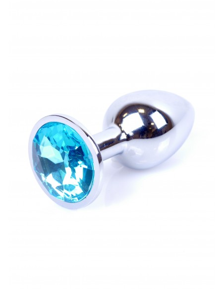 Stalowy Korek Analny Dla Początkujących z Turkusowym Diamentem - Korki analne stalowe - 25