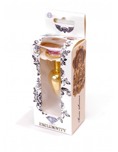 Stalowy Korek Analny Dla Początkujących z Jasno-Różowym Diamentem - Korki analne stalowe - 17