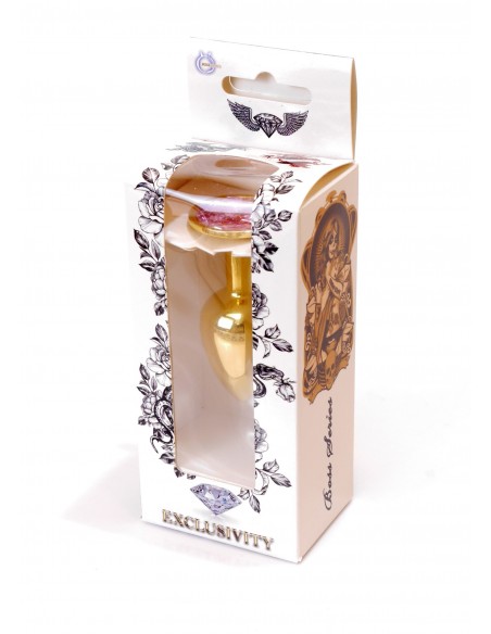 Stalowy Korek Analny Dla Początkujących z Jasno-Różowym Diamentem - Korki analne stalowe - 17