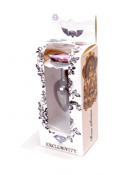 Stalowy Korek Analny Dla Początkujących z Jasno-Różowym Diamentem - Korki analne stalowe - 26