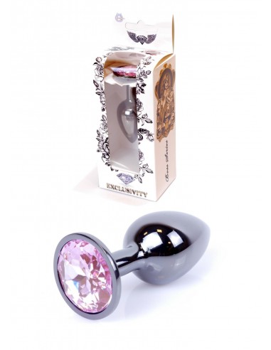 Stalowy Korek Analny Dla Początkujących z Jasno-Różowym Diamentem - Korki analne stalowe - 19