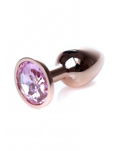 Stalowy Korek Analny Dla Początkujących z Różowym Diamentem - Korki analne stalowe - 30