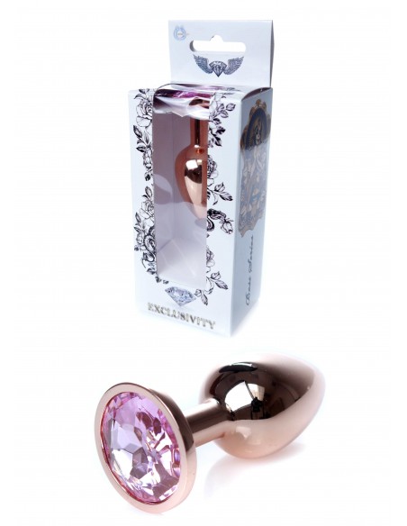 Stalowy Korek Analny Dla Początkujących z Jasno-Różowym Diamentem - Korki analne stalowe - 28