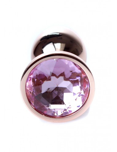 Stalowy Korek Analny Dla Początkujących z Jasno-Różowym Diamentem - Korki analne stalowe - 29