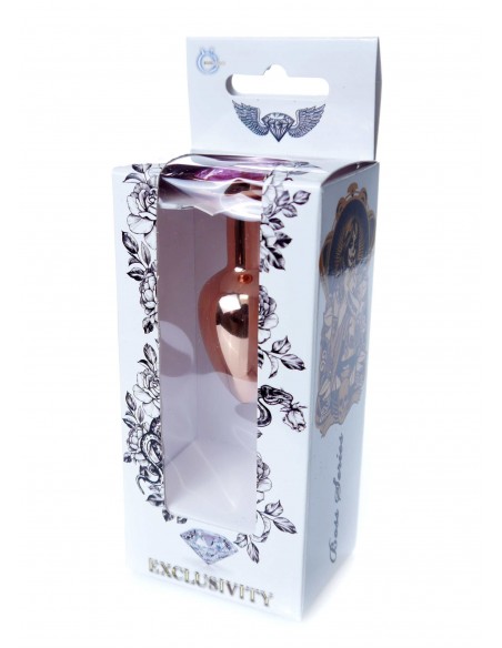 Stalowy Korek Analny Dla Początkujących z Jasno-Różowym Diamentem - Korki analne stalowe - 34