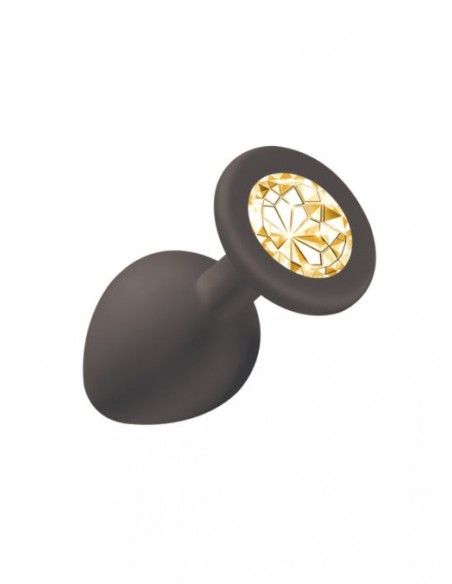 Średniej Wielkości Czarny Korek Analny z Pięknym Diamentem Rhinestone - Korki analne silikonowe - 4