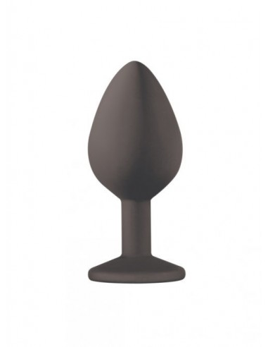 Średniej Wielkości Czarny Korek Analny z Pięknym Diamentem Rhinestone - Korki analne silikonowe - 5