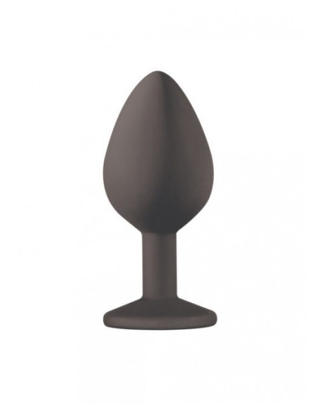 Średniej Wielkości Czarny Korek Analny z Pięknym Diamentem Rhinestone - Korki analne silikonowe - 5