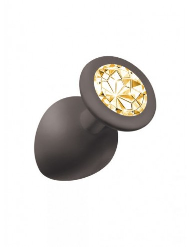 Duży Czarny Korek Analny z Pięknym Diamentem Rhinestone - Korki analne silikonowe - 4