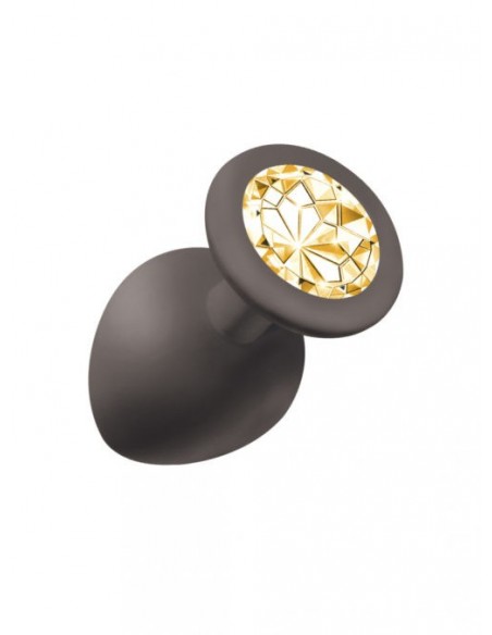 Duży Czarny Korek Analny z Pięknym Diamentem Rhinestone - Korki analne silikonowe - 4