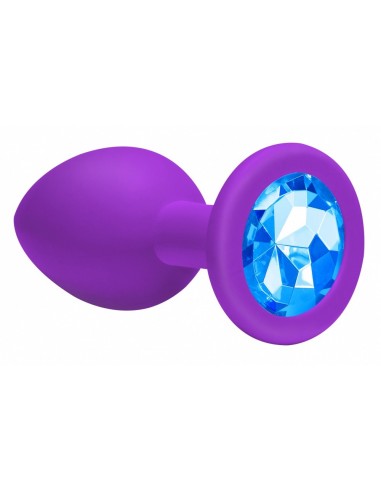 Duży Fioletowy Korek Analny z Pięknym Diamentem Rhinestone - Korki analne silikonowe - 4