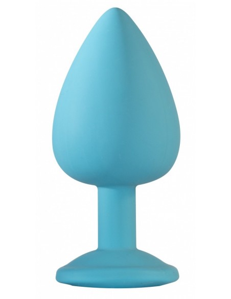 Duży Turkusowy Korek Analny z Pięknym Diamentem Rhinestone - Korki analne silikonowe - 5