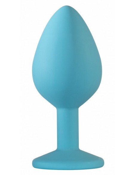 Średniej Wielkości Turkusowy Korek Analny z Pięknym Diamentem Rhinestone - Korki analne silikonowe - 5