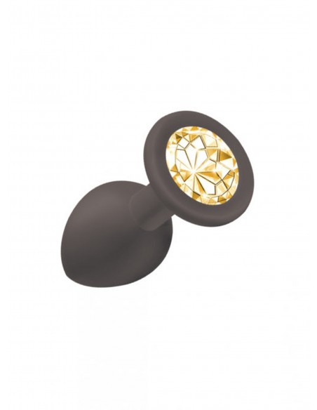 Mały Czarny Korek Analny z Pięknym Diamentem Rhinestone - Korki analne silikonowe - 4