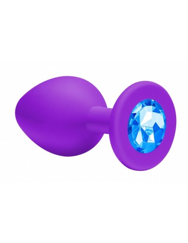 Mały Fioletowy Korek Analny z Pięknym Diamentem Rhinestone - Korki analne silikonowe - 4