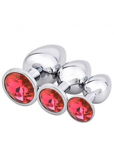 Zestaw Korków Analnych Diamond King Starter z Czerwonym Zdobieniem - S,M,L - Zestawy Korków Analnych - 1