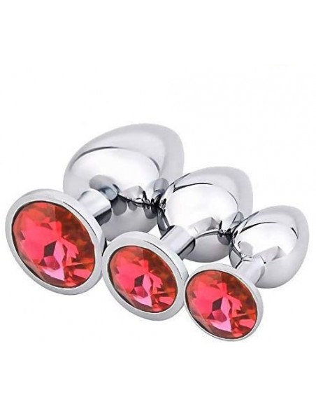 Zestaw Korków Analnych Diamond King Starter z Czerwonym Zdobieniem - S,M,L - Zestawy Korków Analnych - 1