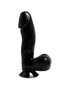 Dildo-BASIX 6.5"""" DONG W SUCTION CUP BLACK - Dilda żelowe - 1