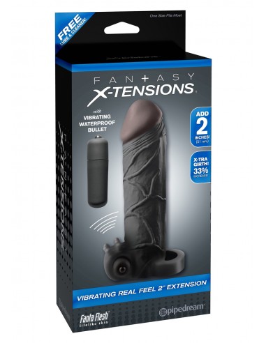 Stymulator-FX VIBR REAL FEEL 2"""" EXT BLACK - Przedłużki i nakładki na penisa - 2