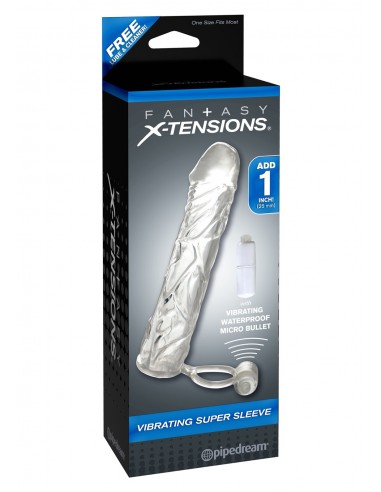 Stymulator-FX VIBRATING SUPER SLEEVE - Przedłużki i nakładki na penisa - 1