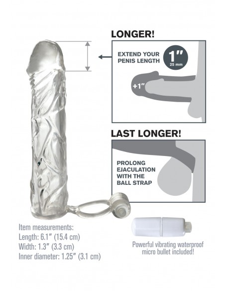 Stymulator-FX VIBRATING SUPER SLEEVE - Przedłużki i nakładki na penisa - 3