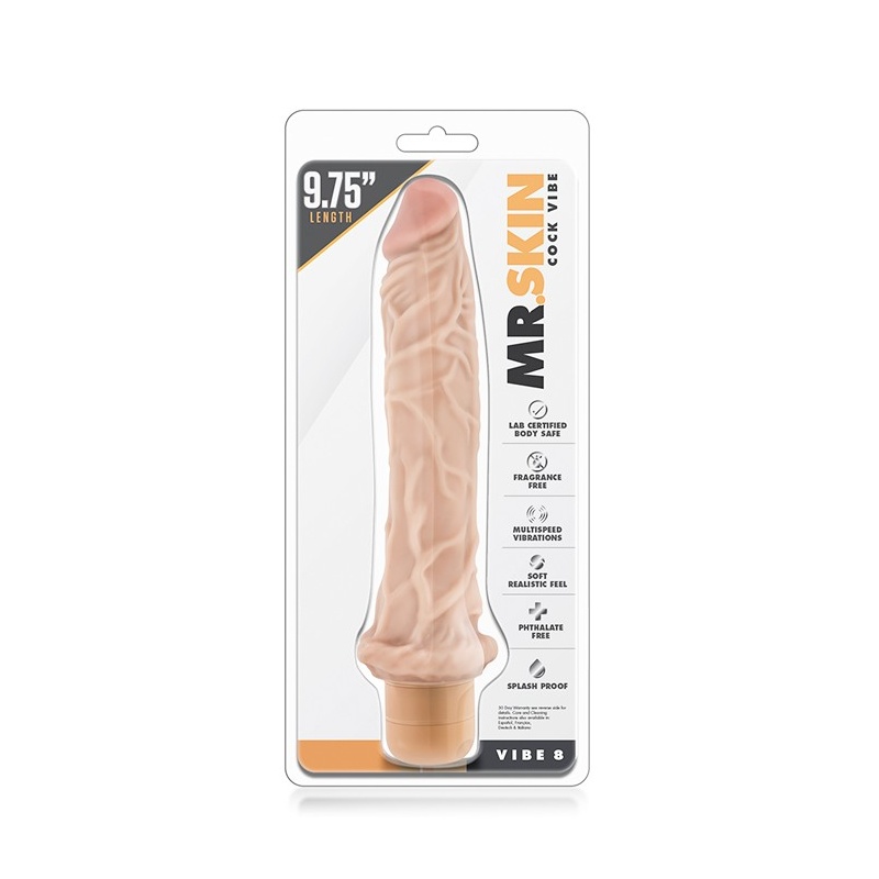 Wibrator realistyczny Vibe 8 Flesh - żyłkowany trzonek, stożkowa główka i wielobiegowa wibracja, 24,8 cm - 1