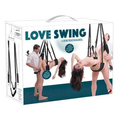 Huśtawka miłosna Love Swing z 4 regulowanymi pętlami i konstrukcją nośną, długość 180 cm, obciążenie do 180 kg - 1