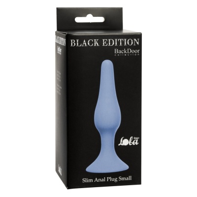 Korek analny Plug-Slim Small Blue - silikon medyczny, wąska końcówka z przyssawką, 10,5 cm - 1