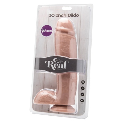 Realistyczny wibrator 25,4 cm z wibracjami i jądrami - 1 2
