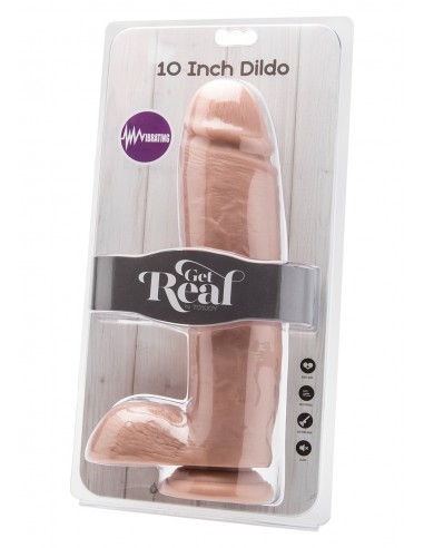 Dildo-COCK 10 INCH W/ BALLS FLESH VIBR. - Wibratory Realistyczne - 2