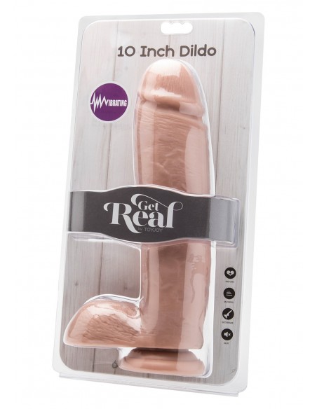 Dildo-COCK 10 INCH W/ BALLS FLESH VIBR. - Wibratory Realistyczne - 2